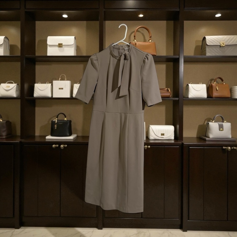 Donna Morgan Taupe Midi Dress